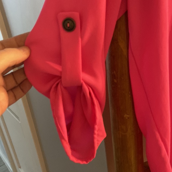 Lush Hot Pink Fuchsia Flowey 3/4 Sleeve Blouse Top SZ SMALL - Picture 3 of 6